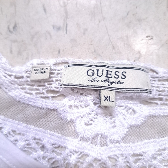 GUESS | White t shirt with front tie and lace back - Picture 6 of 8